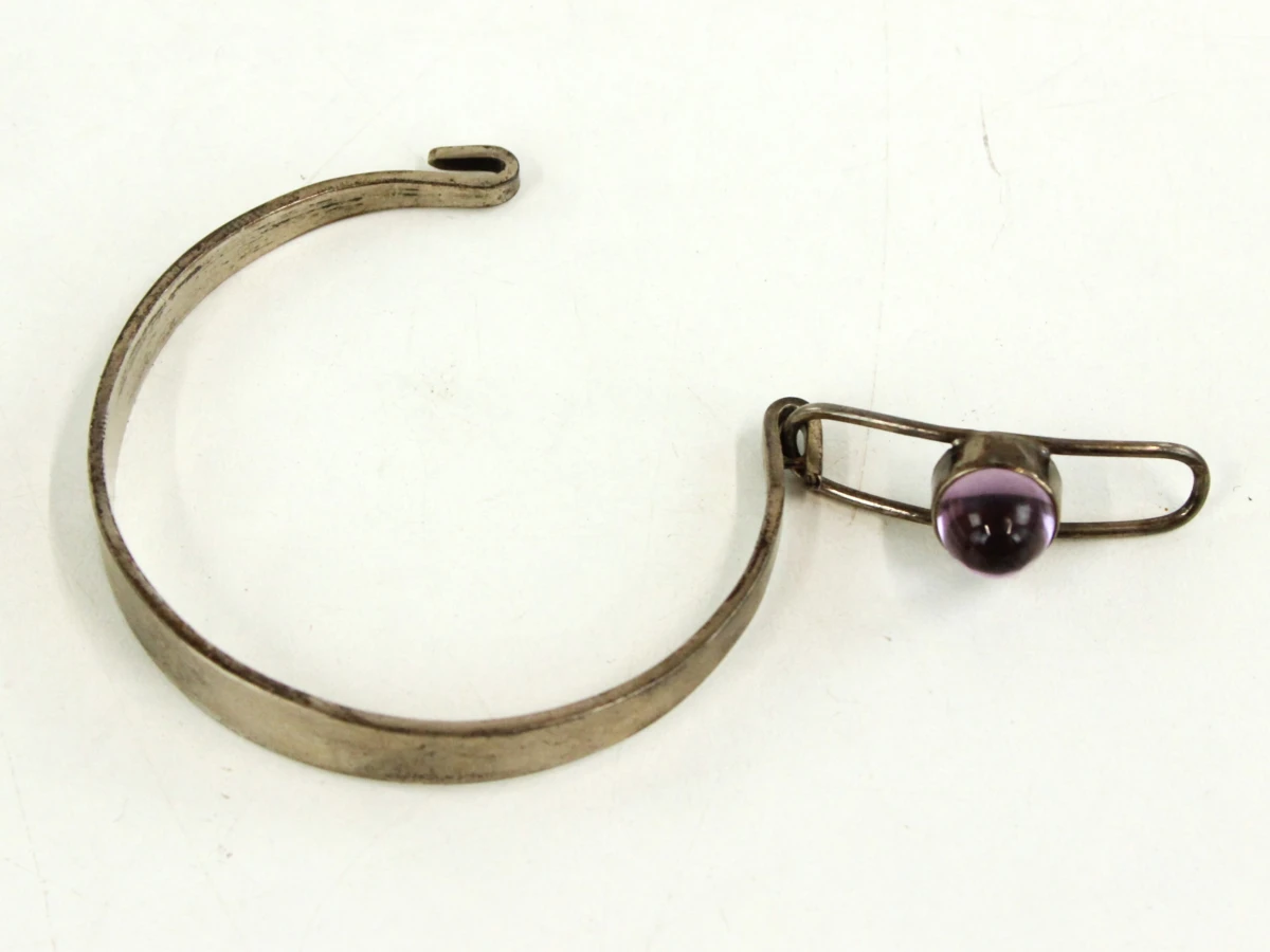 Modernistische armband in .835 zilver met paarse cabochon - foto 10