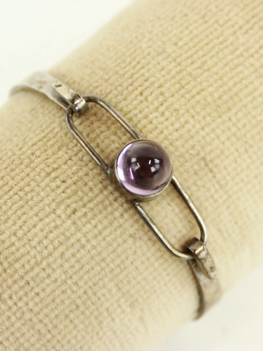 Modernistische armband in .835 zilver met paarse cabochon - foto 11