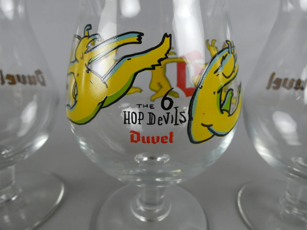 3 Duvel glazen Fietseling en 6 hop devils - foto 3