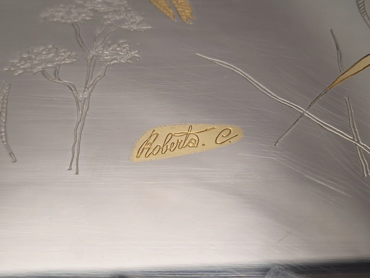 Elegant Gioiel dienblad met vliegende eenden, Inox 18/10 en 24-karaats gouden details - foto 4
