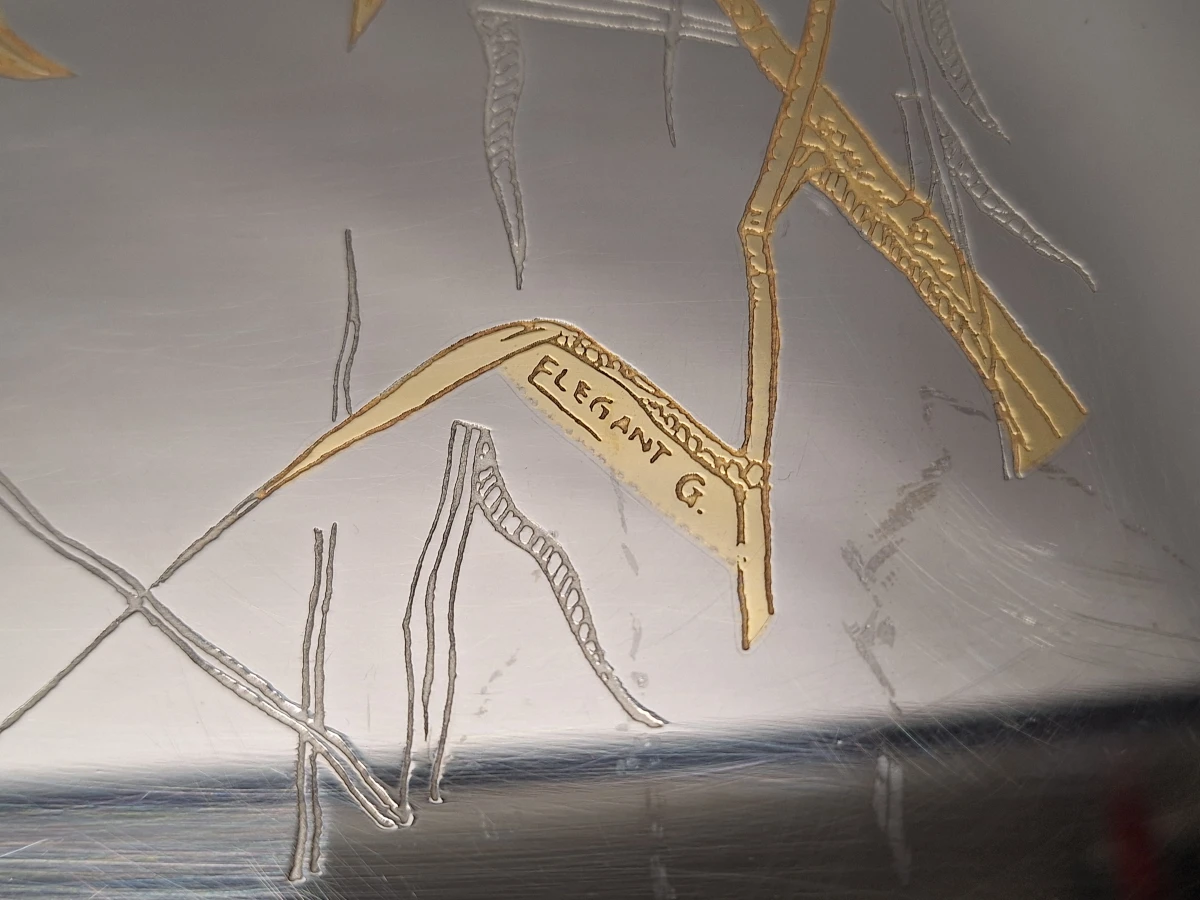 Elegant Gioiel dienblad met vliegende eenden, Inox 18/10 en 24-karaats gouden details - foto 5