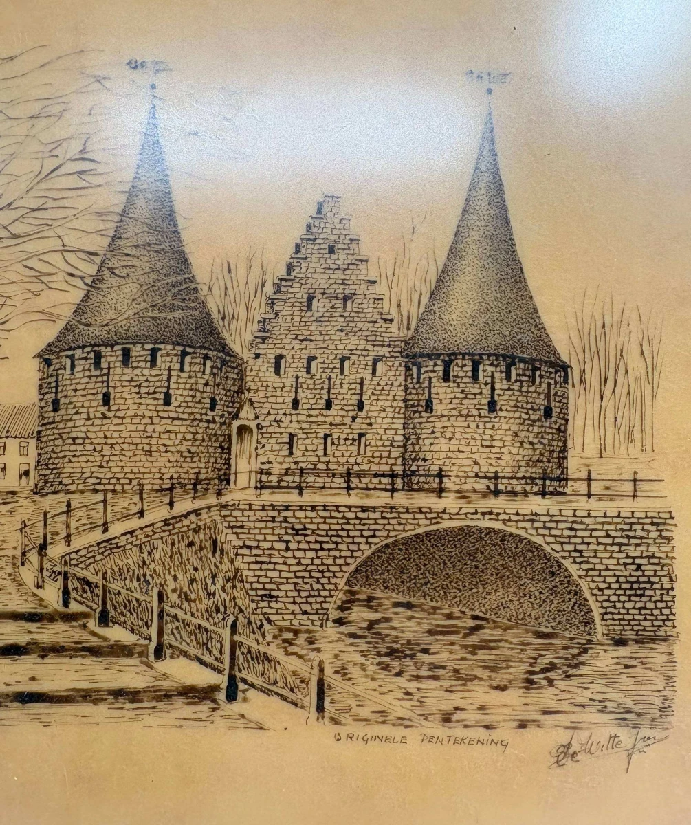Ingekaderde Originele Pentekening - Het Rabot - Jan de Witte - foto 1