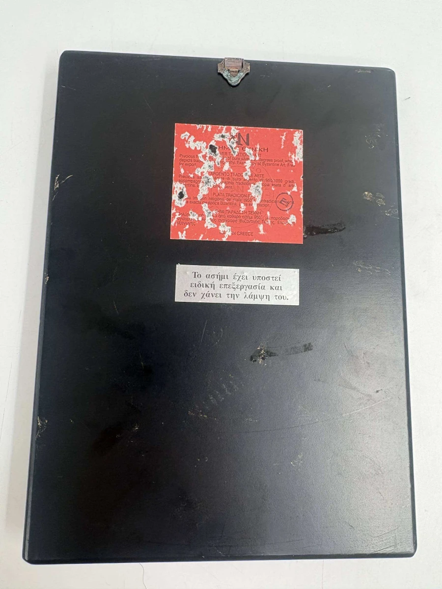 Set van Twee Byzantijnse Iconen – Griekse Zilveren Riza (950) op Houten Paneel - foto 6