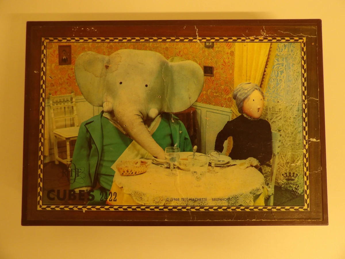 2 sets vintage blokkenpuzzels: Babar ORTF (1968) + Vieilles Chansons de France. - foto 2