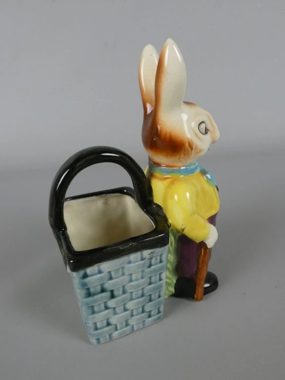 Set van drie vintage keramische konijntjes met karretjes - foto 7