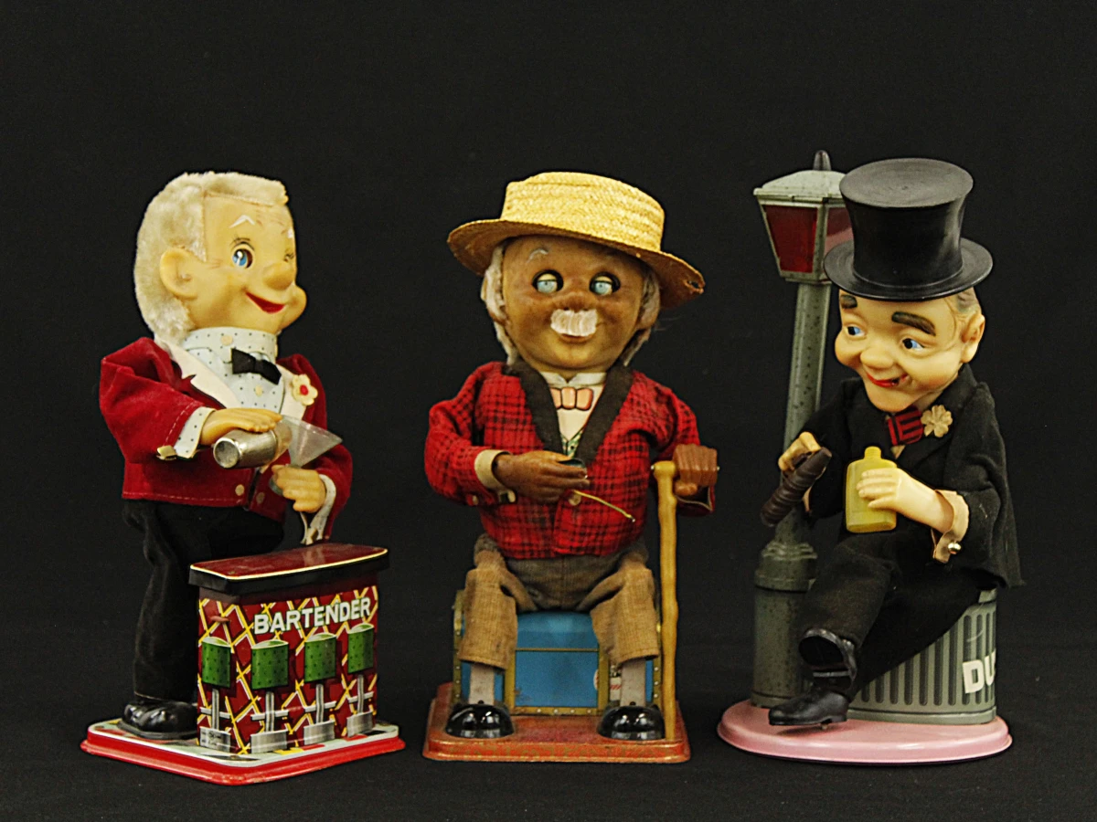 Set van 3 Vintage blikken figuren: Bartender, McGregor & Charlie (Rosko/Nomura) - foto 2