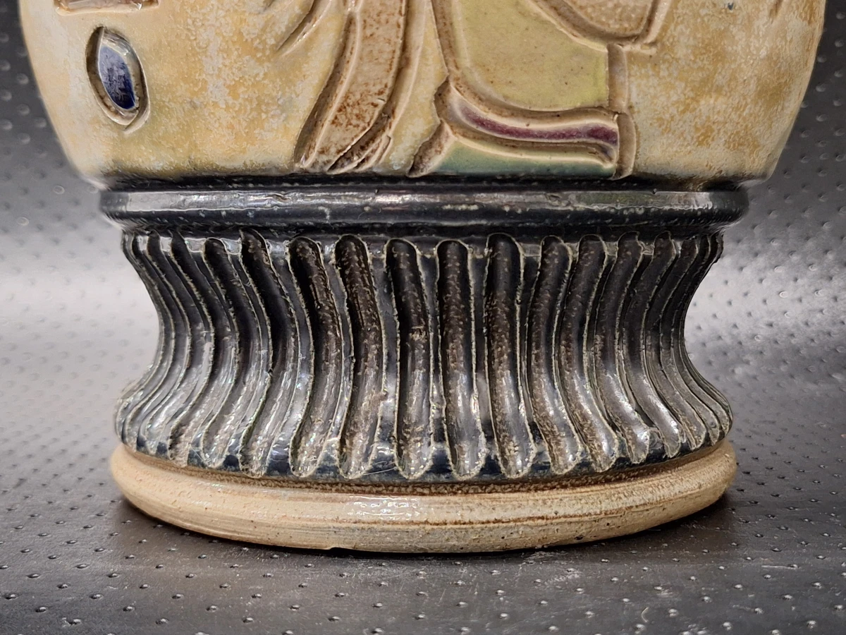 Belgische Art Deco steengoed vaas van Roger Guerin in de Egyptian Revival-stijl - foto 6