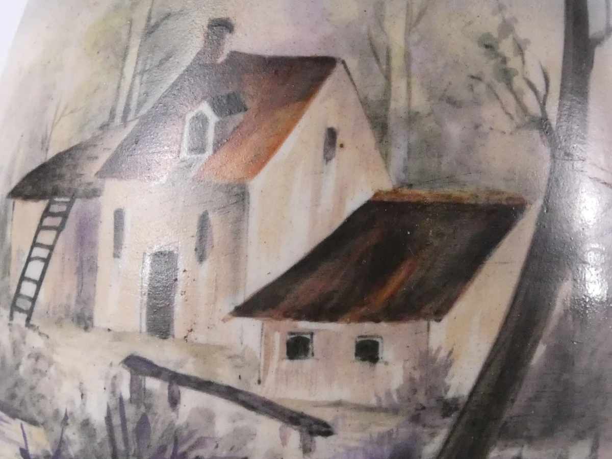 Decoratieve vintage vaas met huis en boom motief - foto 4