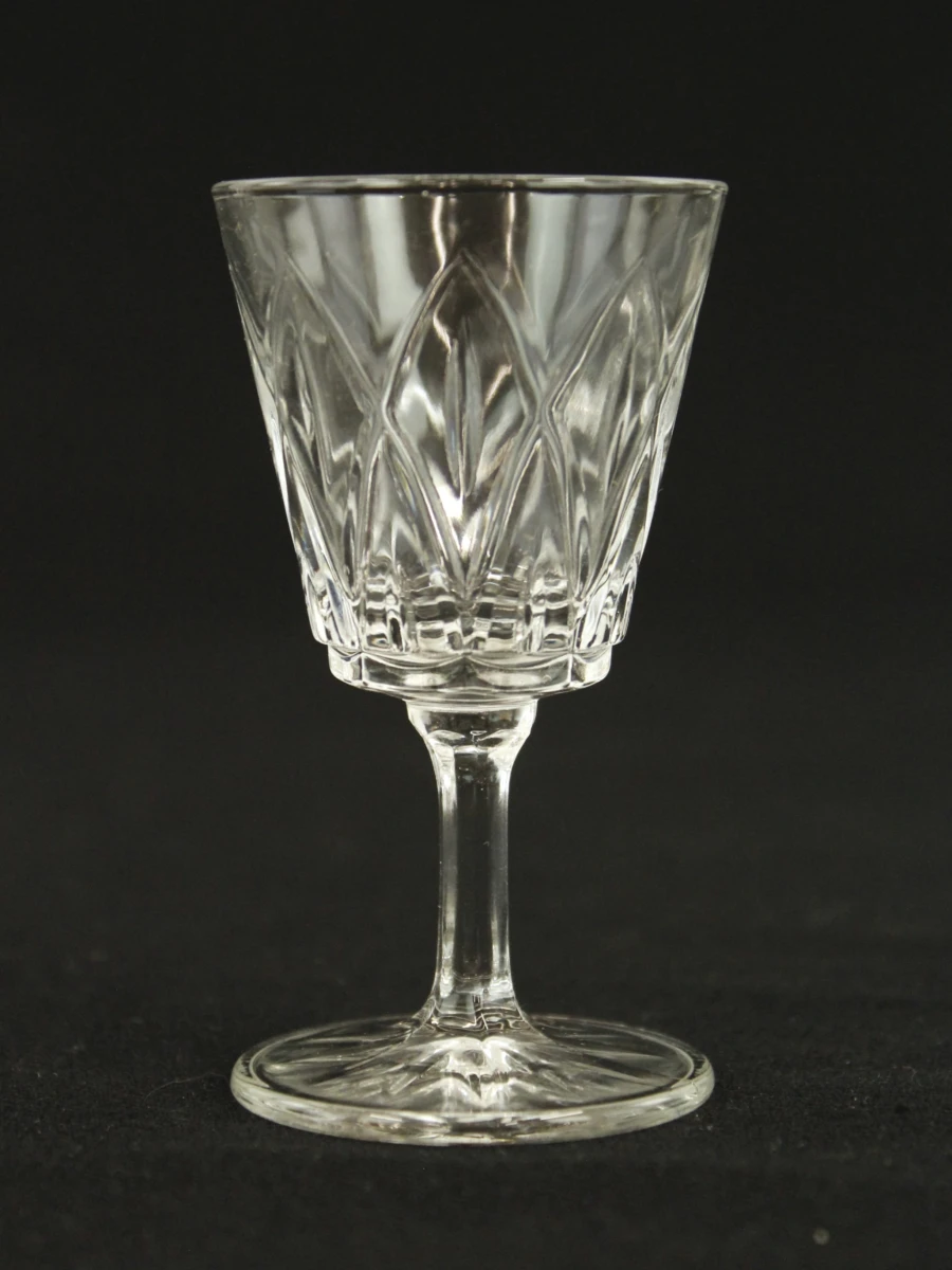 Set van 5 vintage  kristallen likeurglazen met geslepen patroon - foto 4