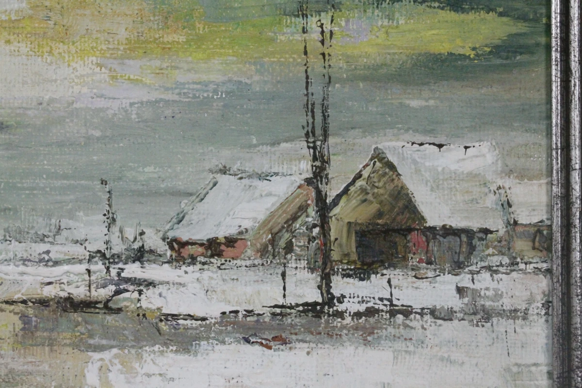 Olieverfschilderij van een sfeervol winterlandschap - foto 4