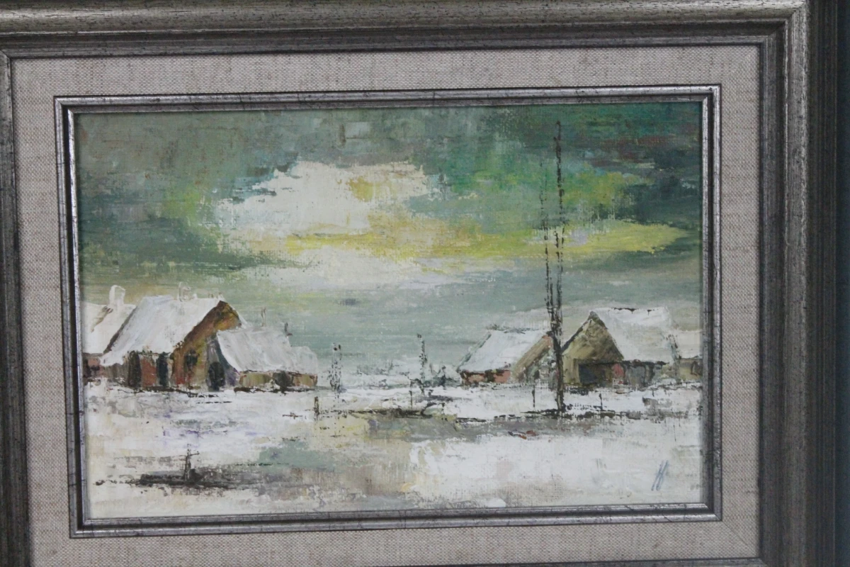 Olieverfschilderij van een sfeervol winterlandschap - foto 2