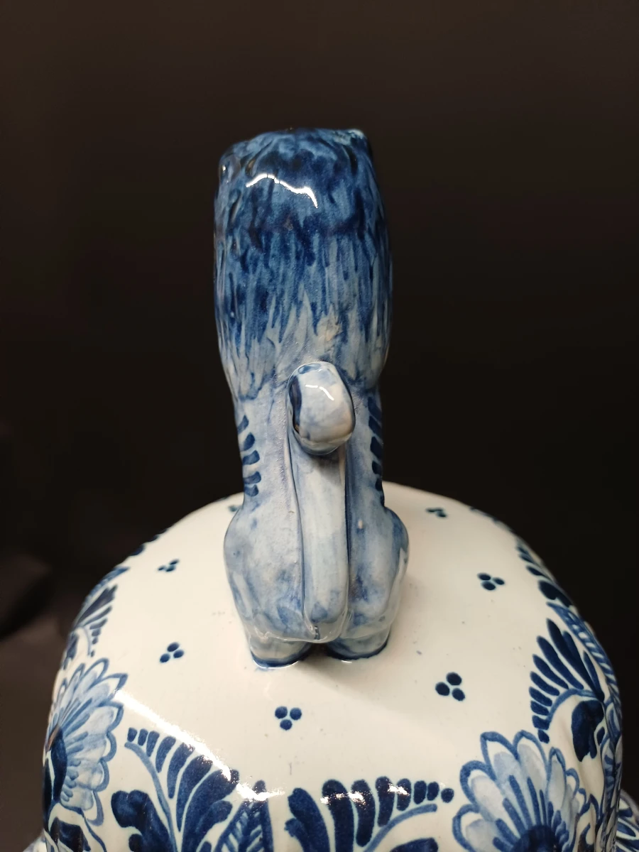 Vintage Delfts blauwe dekselvaas - foto 5