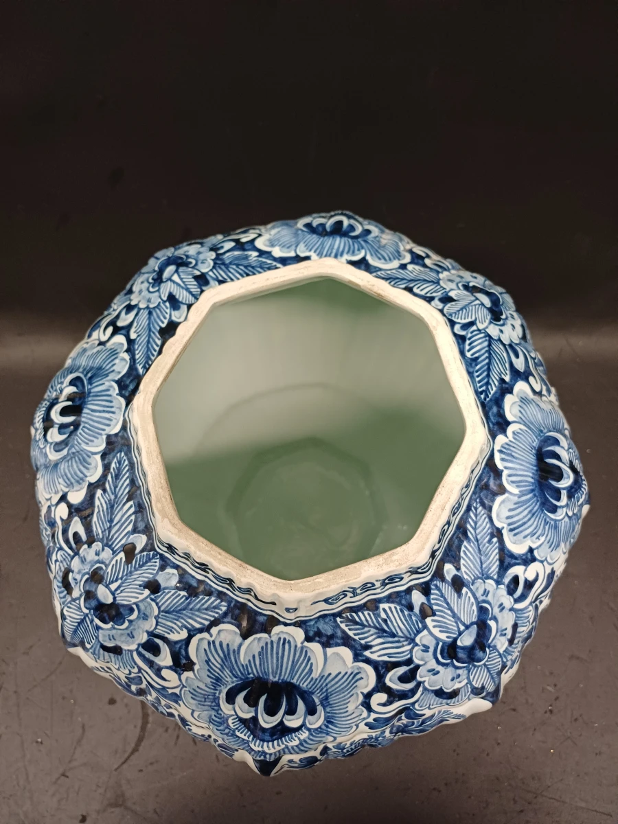 Vintage Delfts blauwe dekselvaas - foto 7