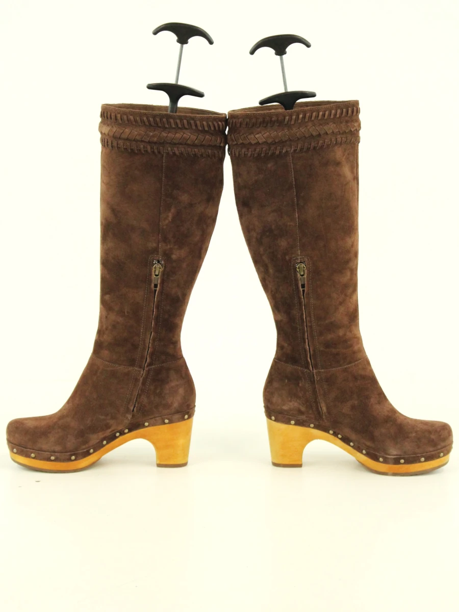 UGG Australia - bruine suède laarzen met houten hakken - zo goed als nieuw - foto 2