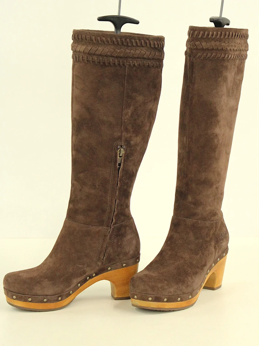 UGG Australia - bruine suède laarzen met houten hakken - zo goed als nieuw - foto 4