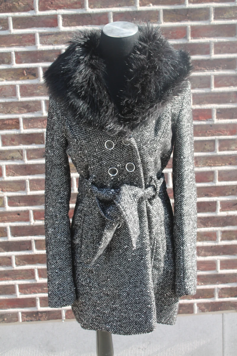 Grijze Guess tweed winterjas - maat 36 - foto 2