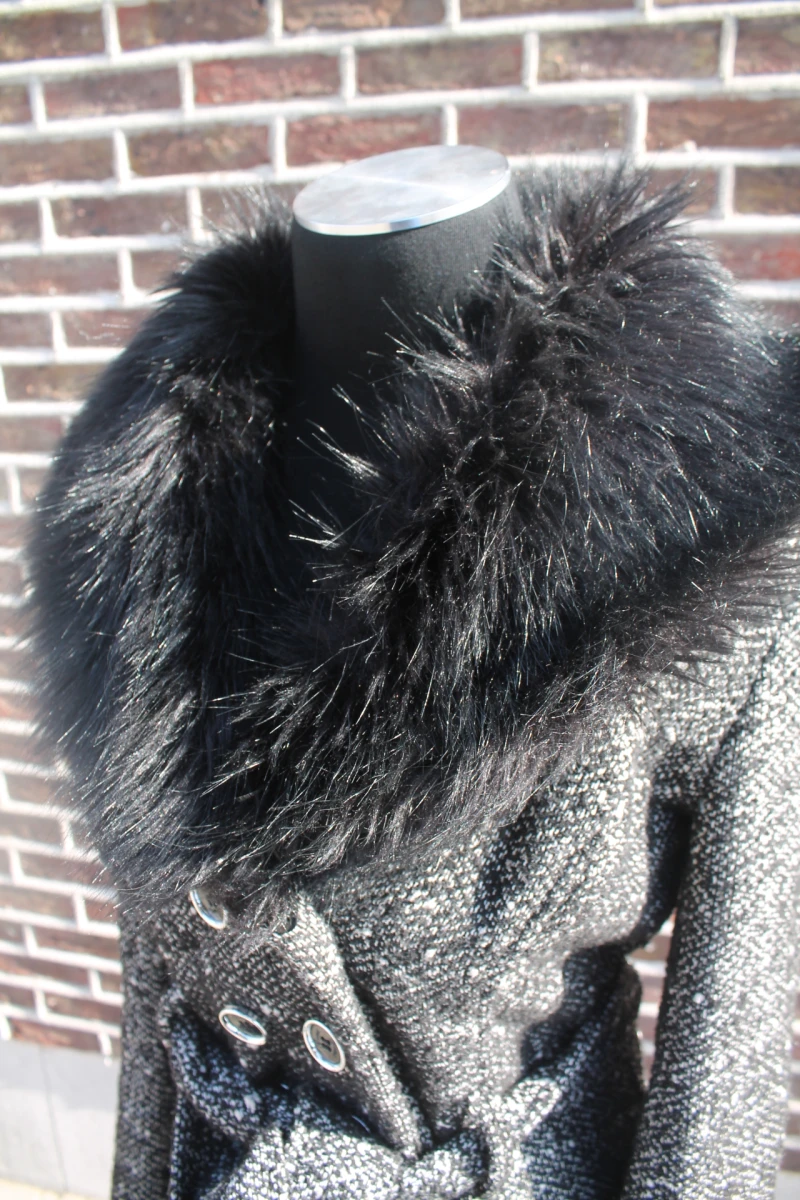 Grijze Guess tweed winterjas - maat 36 - foto 5