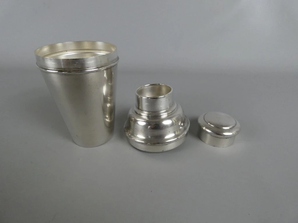 Vintage verzilverde metalen cocktailshaker van 1 pint - foto 2