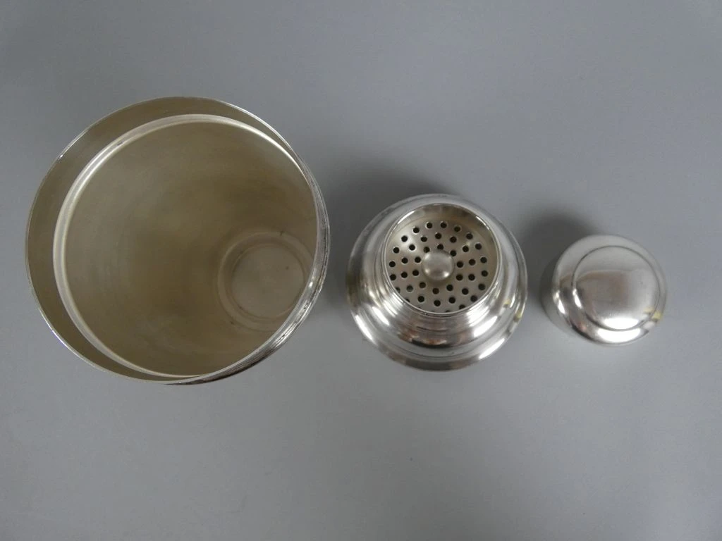 Vintage verzilverde metalen cocktailshaker van 1 pint - foto 3