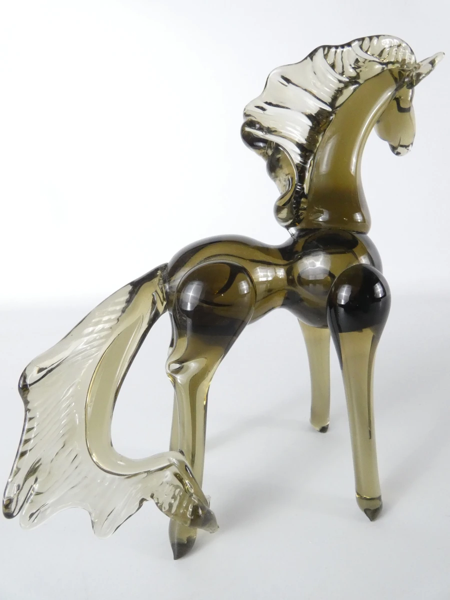 Vintage handgeblazen glazen paardenbeeldje - Murano-stijl - foto 2