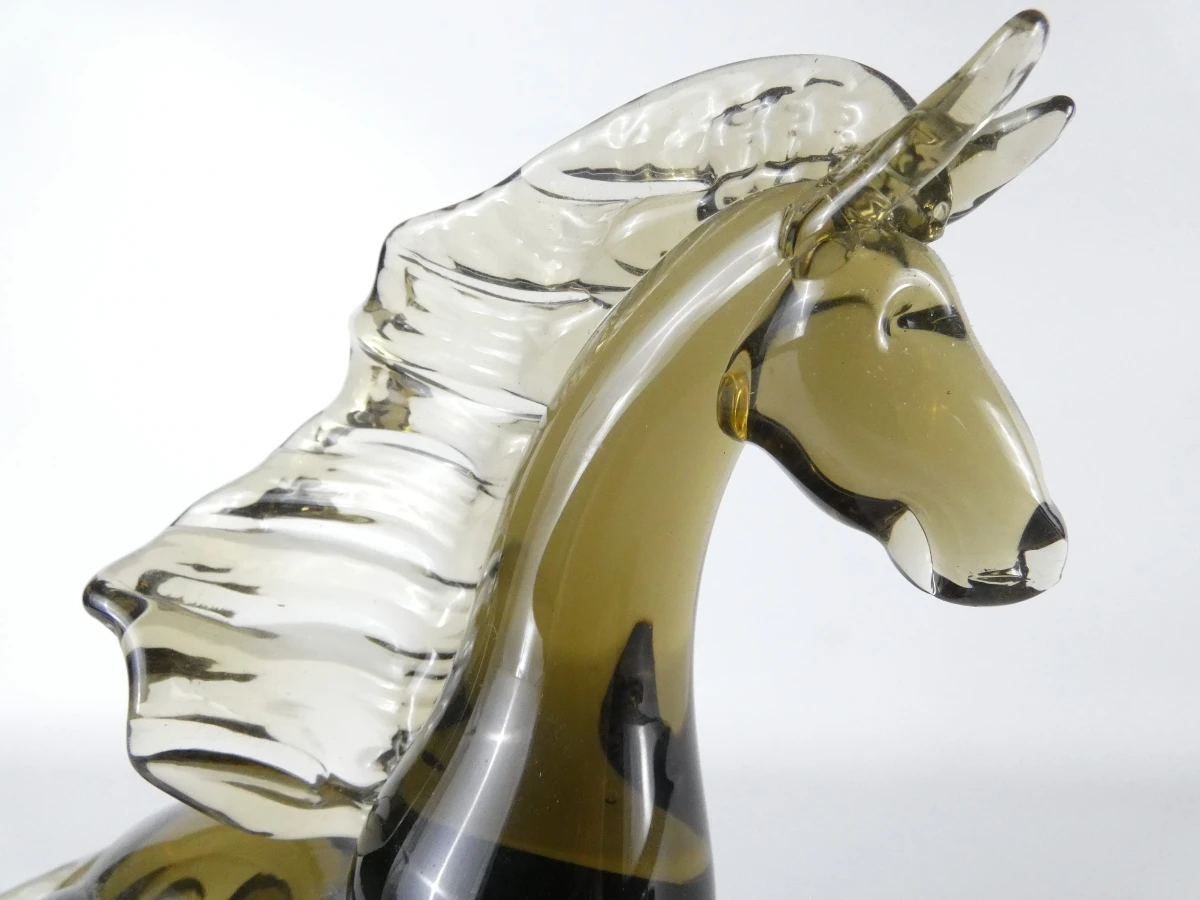 Vintage handgeblazen glazen paardenbeeldje - Murano-stijl - foto 3