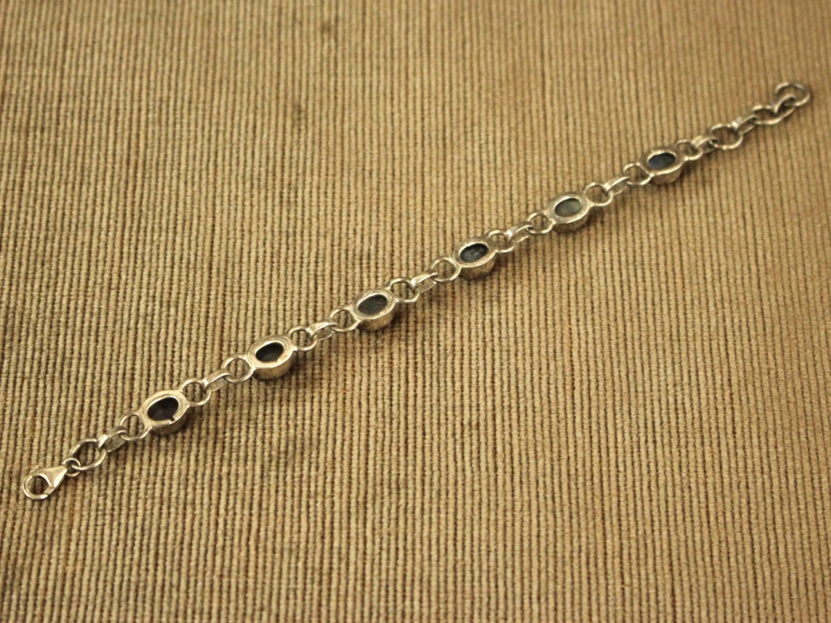 Sterling zilveren armband met labradoriet cabochons - foto 4