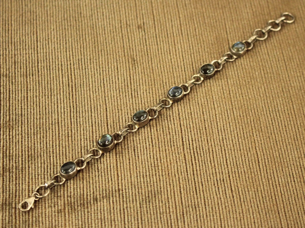Sterling zilveren armband met labradoriet cabochons - foto 6