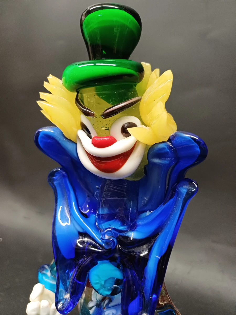 Handgeblazen Murano glas clown met Gitaar - foto 6