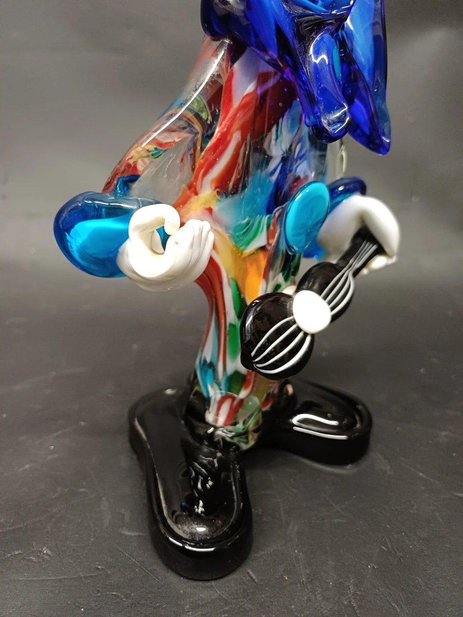 Handgeblazen Murano glas clown met Gitaar - foto 7