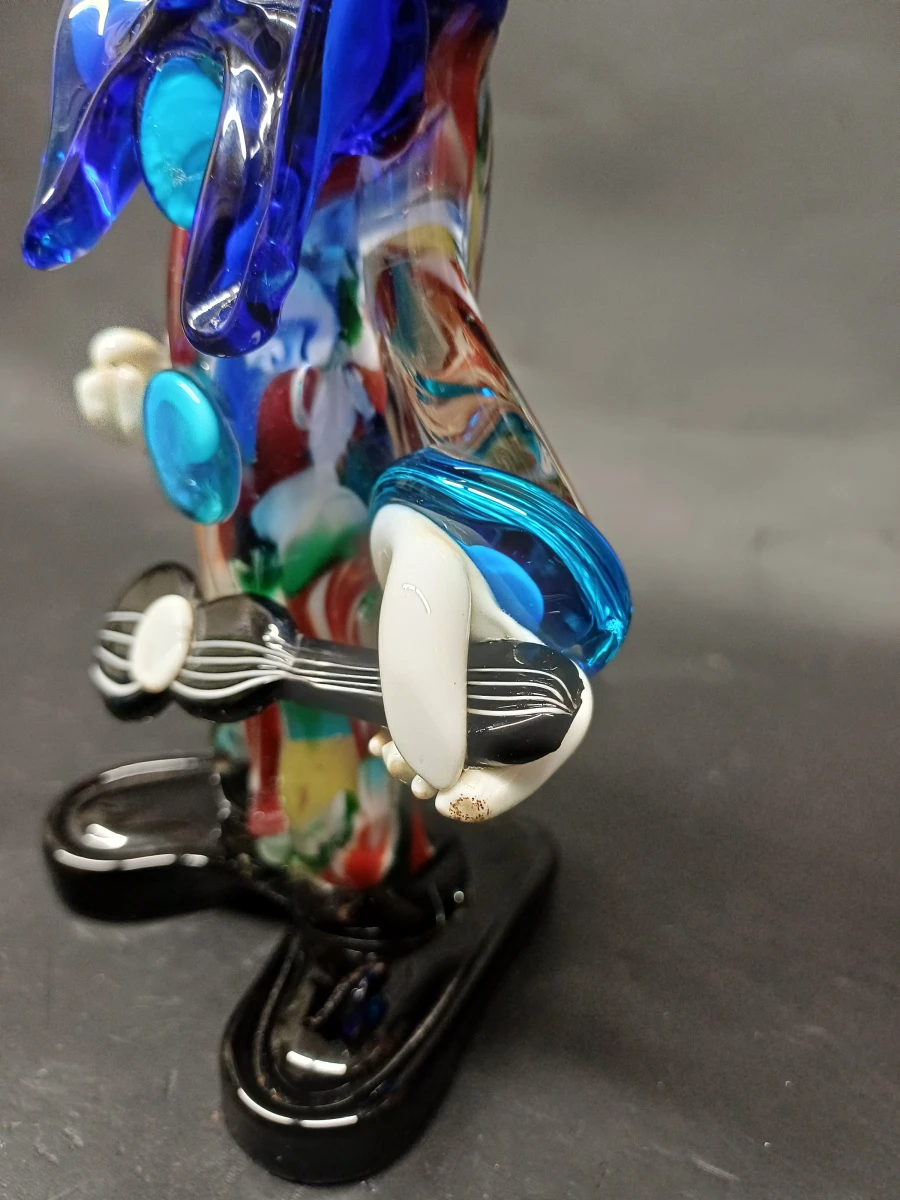 Handgeblazen Murano glas clown met Gitaar - foto 8