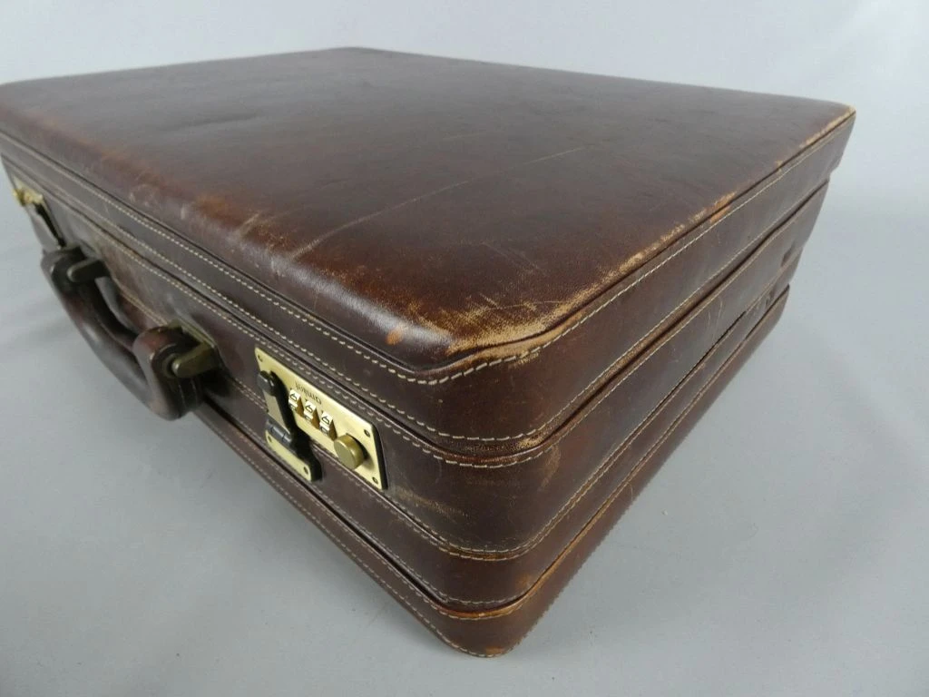 Vintage leren aktetas met cijferslot - foto 6