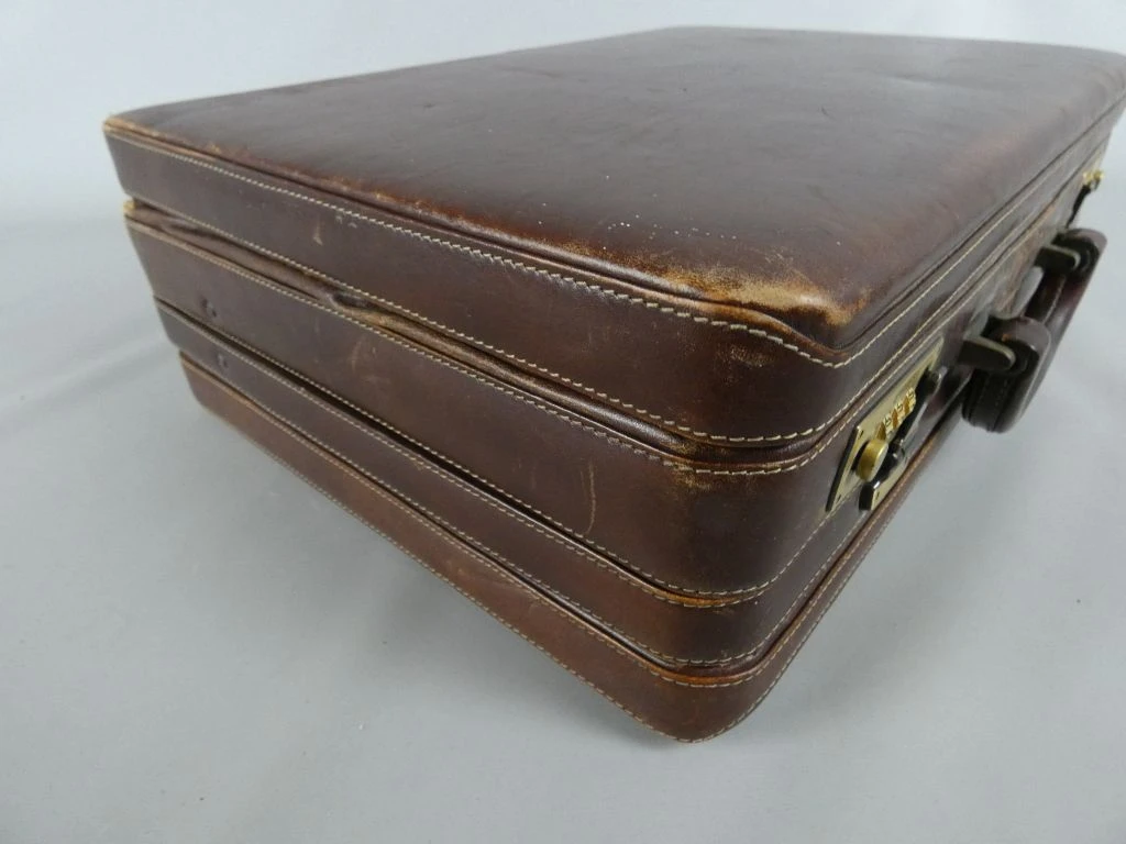 Vintage leren aktetas met cijferslot - foto 7