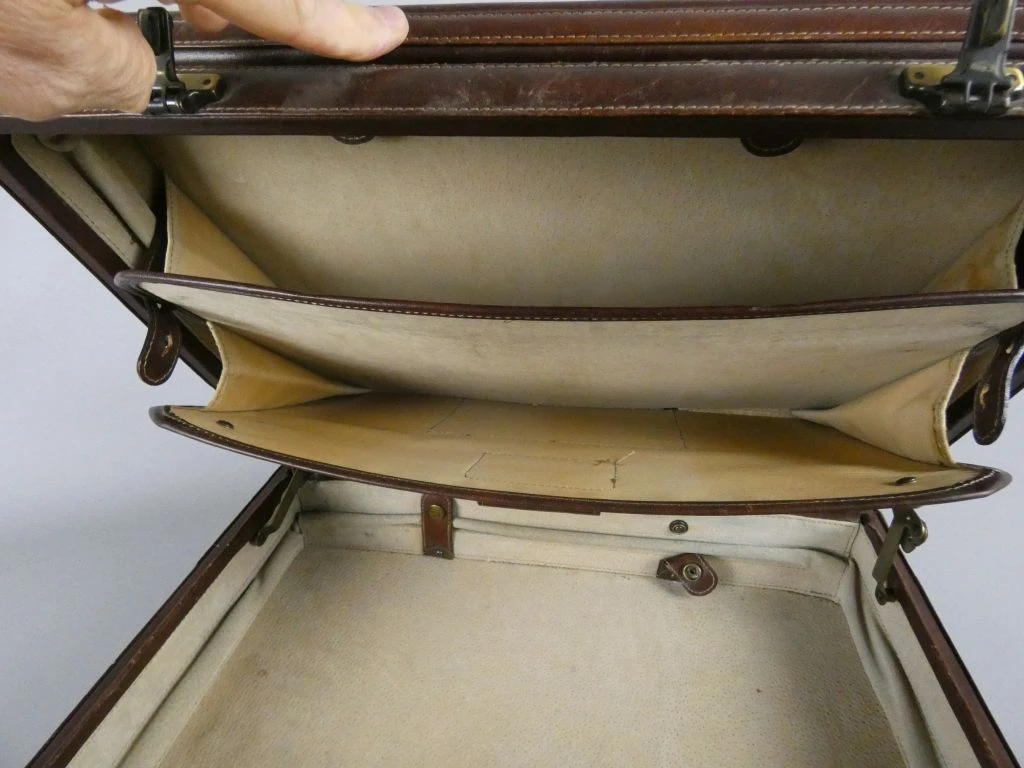 Vintage leren aktetas met cijferslot - foto 4