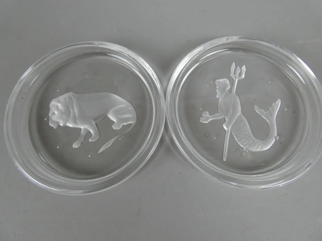 Set van 11 glazen onderzetters met dieren- en sterrenbeeldmotieven Ø 9 cm - foto 5