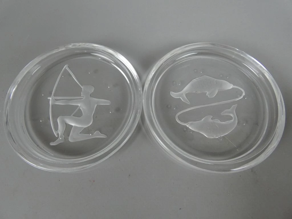 Set van 11 glazen onderzetters met dieren- en sterrenbeeldmotieven Ø 9 cm - foto 2