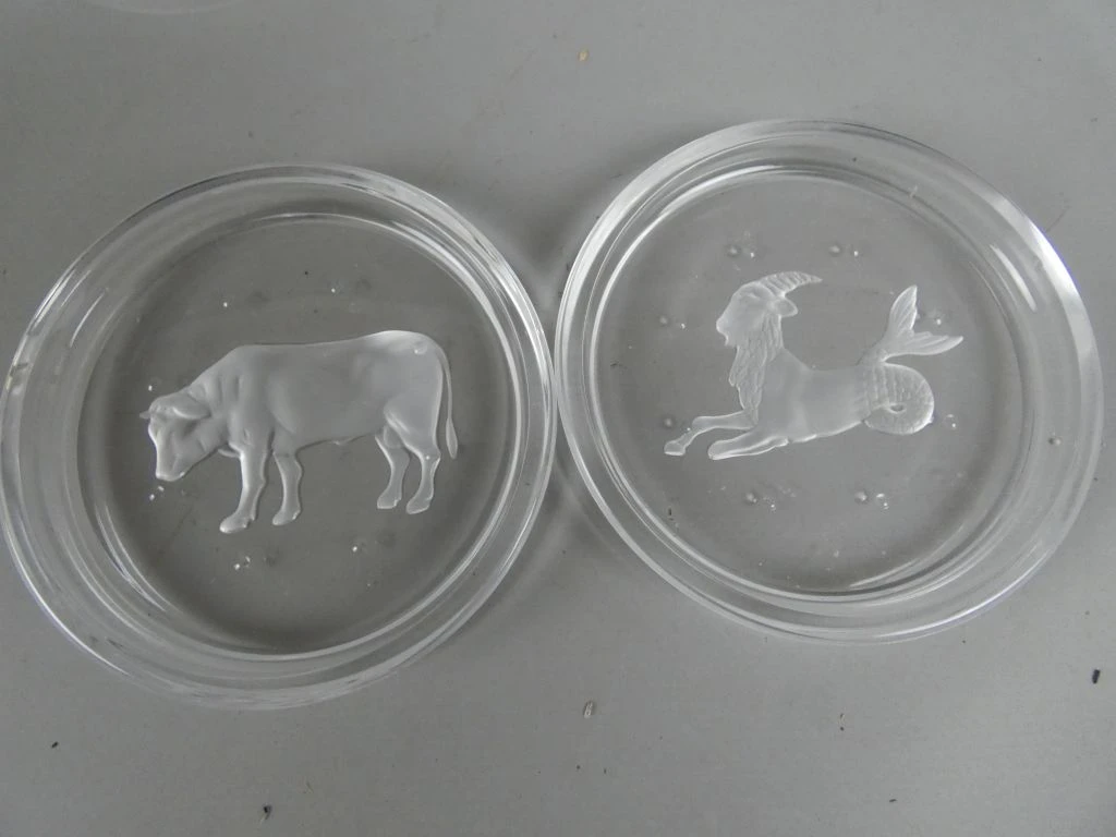 Set van 11 glazen onderzetters met dieren- en sterrenbeeldmotieven Ø 9 cm - foto 6