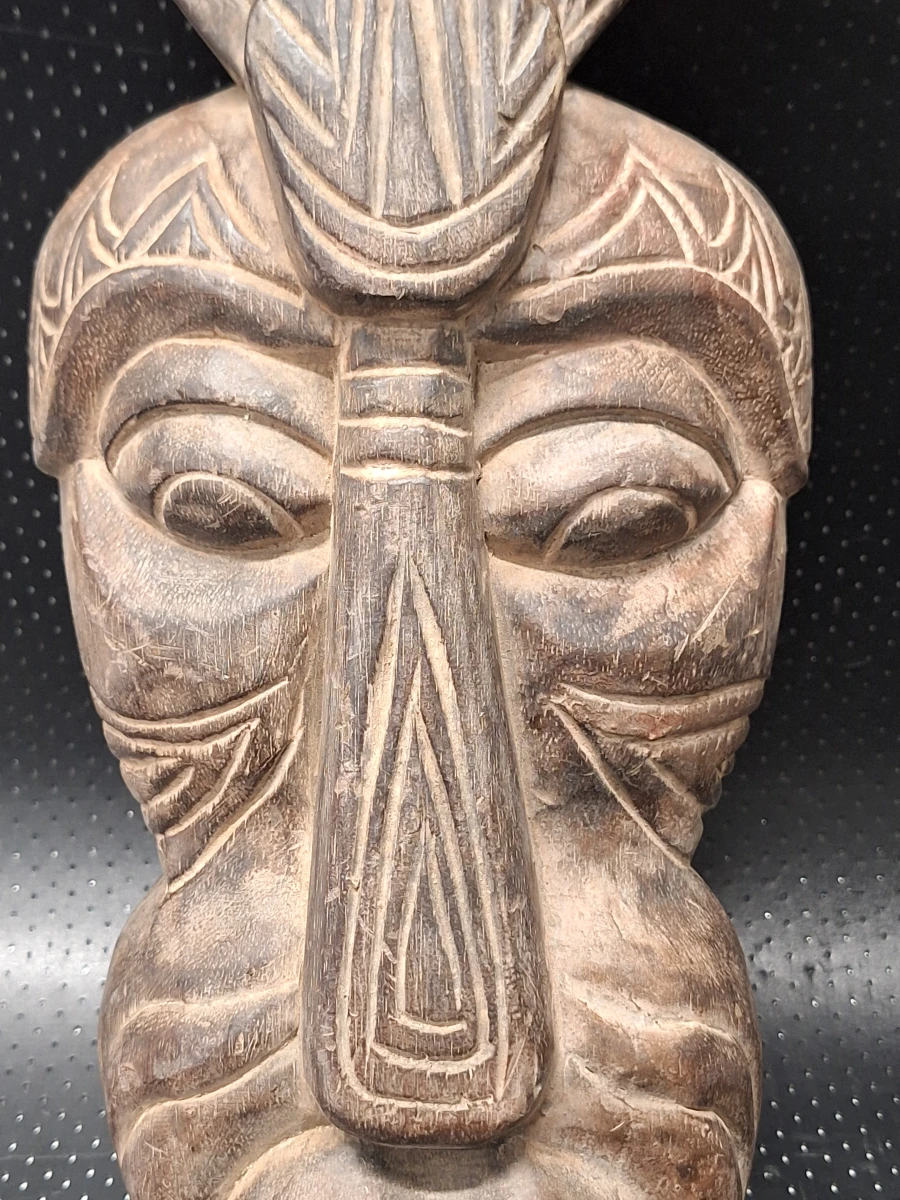 Set van twee handgesneden Afrikaanse tribale decoratiemaskers - foto 4