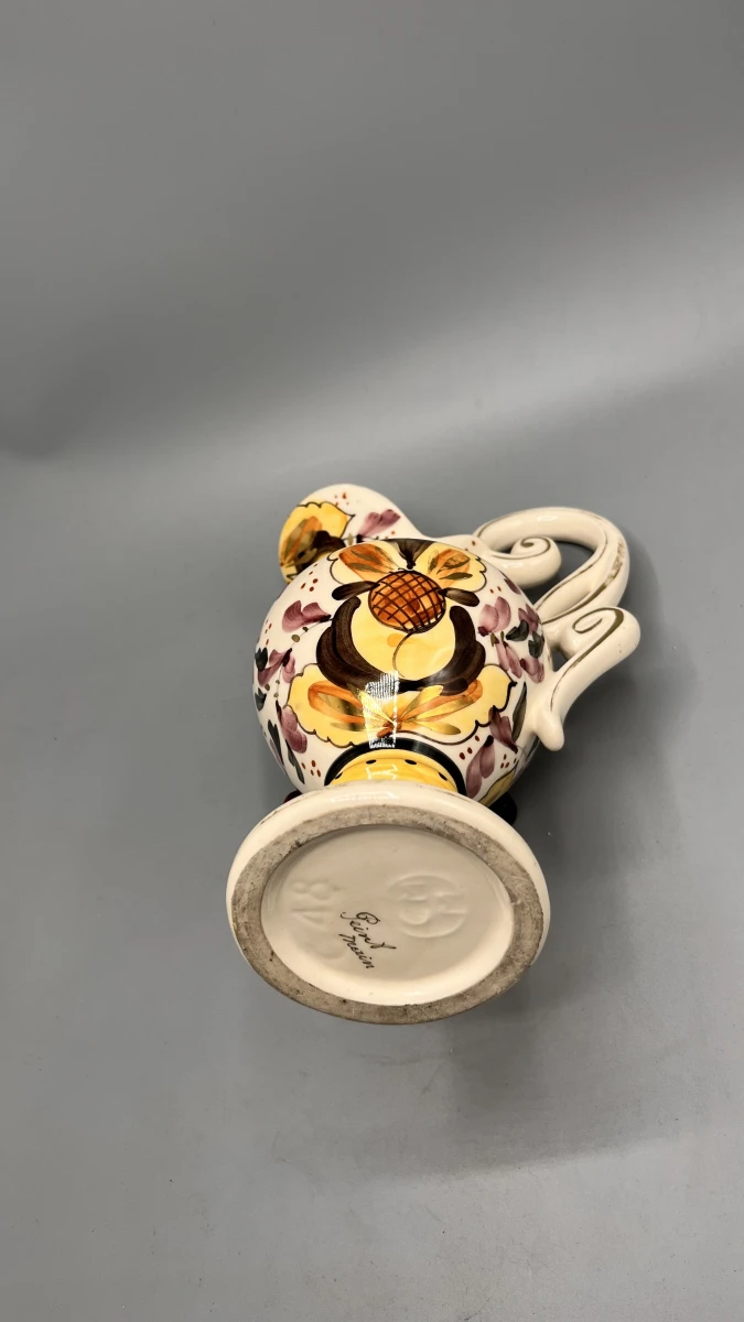 Vintage Handbeschilderde Faience Sierkan (Peint Main) met Floraal Decor - foto 4