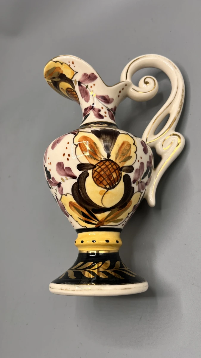 Vintage Handbeschilderde Faience Sierkan (Peint Main) met Floraal Decor - foto 2