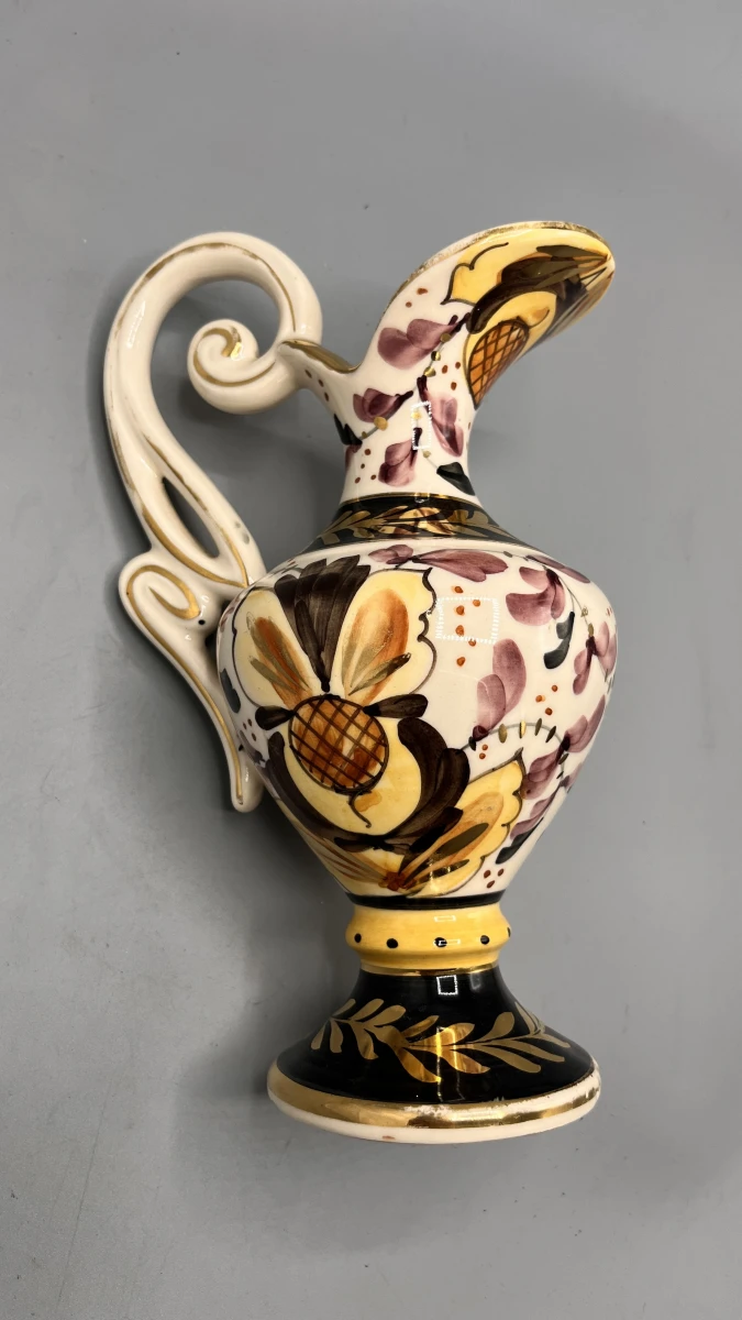Vintage Handbeschilderde Faience Sierkan (Peint Main) met Floraal Decor - foto 3