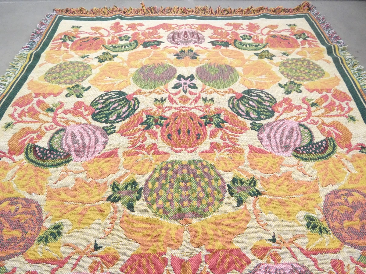 Vintage Indiase jacquarddeken met fruitmotief - foto 2