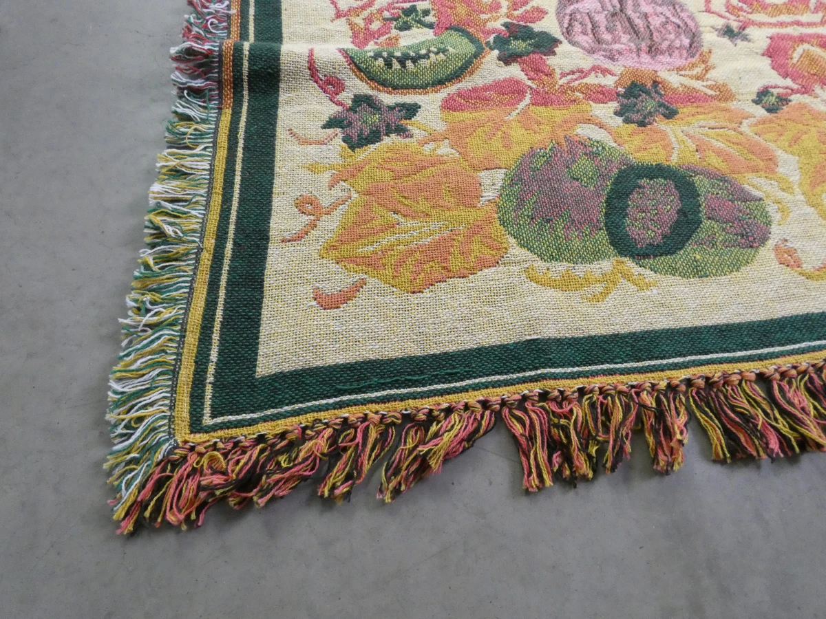 Vintage Indiase jacquarddeken met fruitmotief - foto 3
