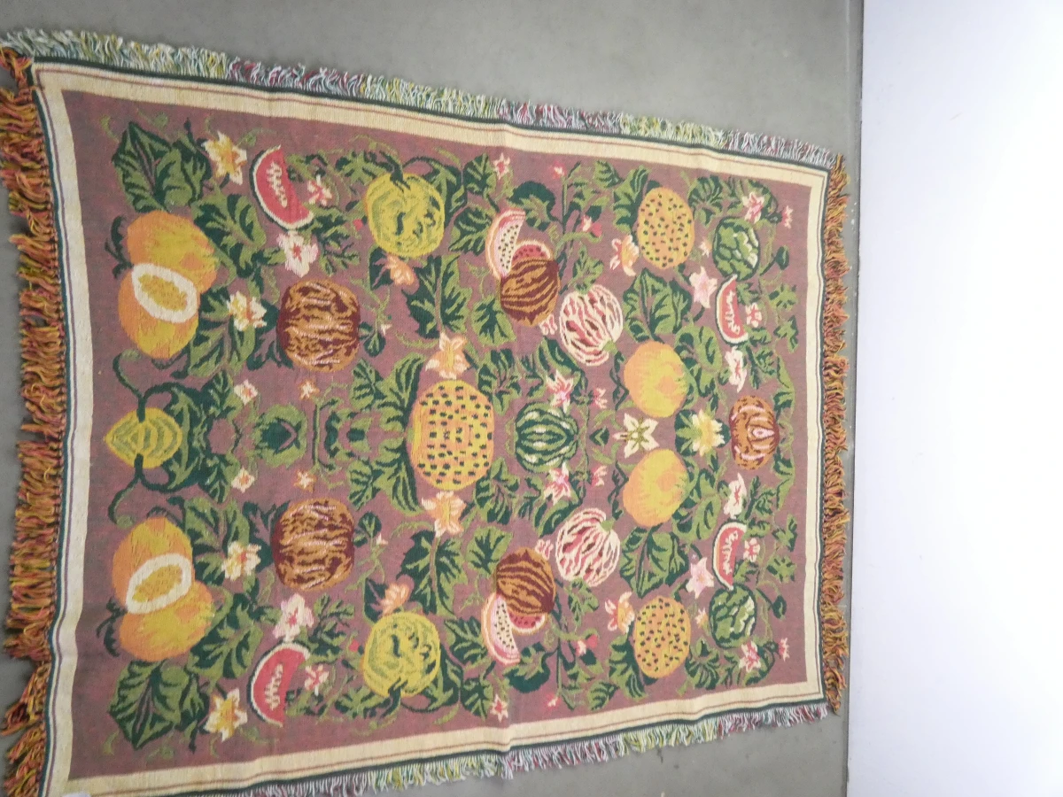 Vintage Indiase jacquarddeken met fruitmotief - foto 4