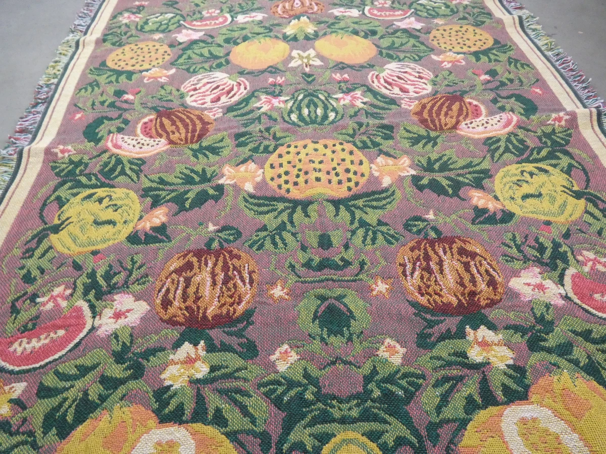 Vintage Indiase jacquarddeken met fruitmotief - foto 5