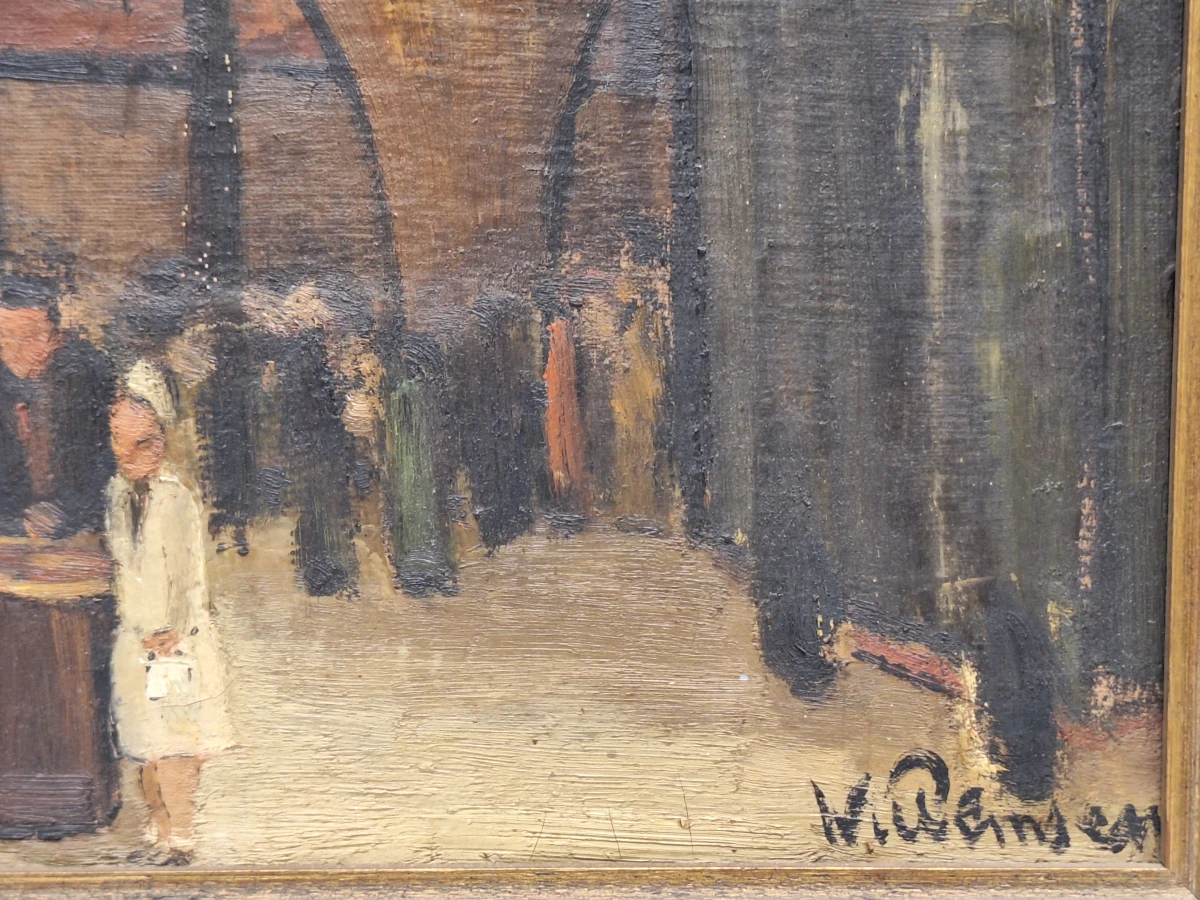 Olieverfschilderij "Dorpskermis" - expressief genrestuk op doek - W. Willemsen - foto 6