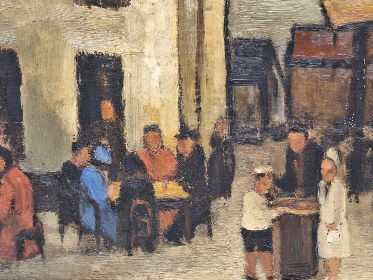Olieverfschilderij "Dorpskermis" - expressief genrestuk op doek - W. Willemsen - foto 4