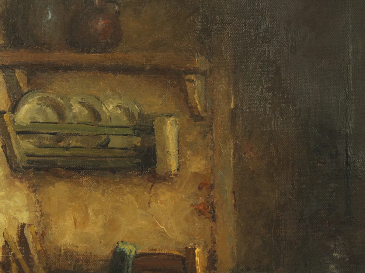 Albert Demoen (1916–1992) - Rustiek interieur met open haard - foto 4