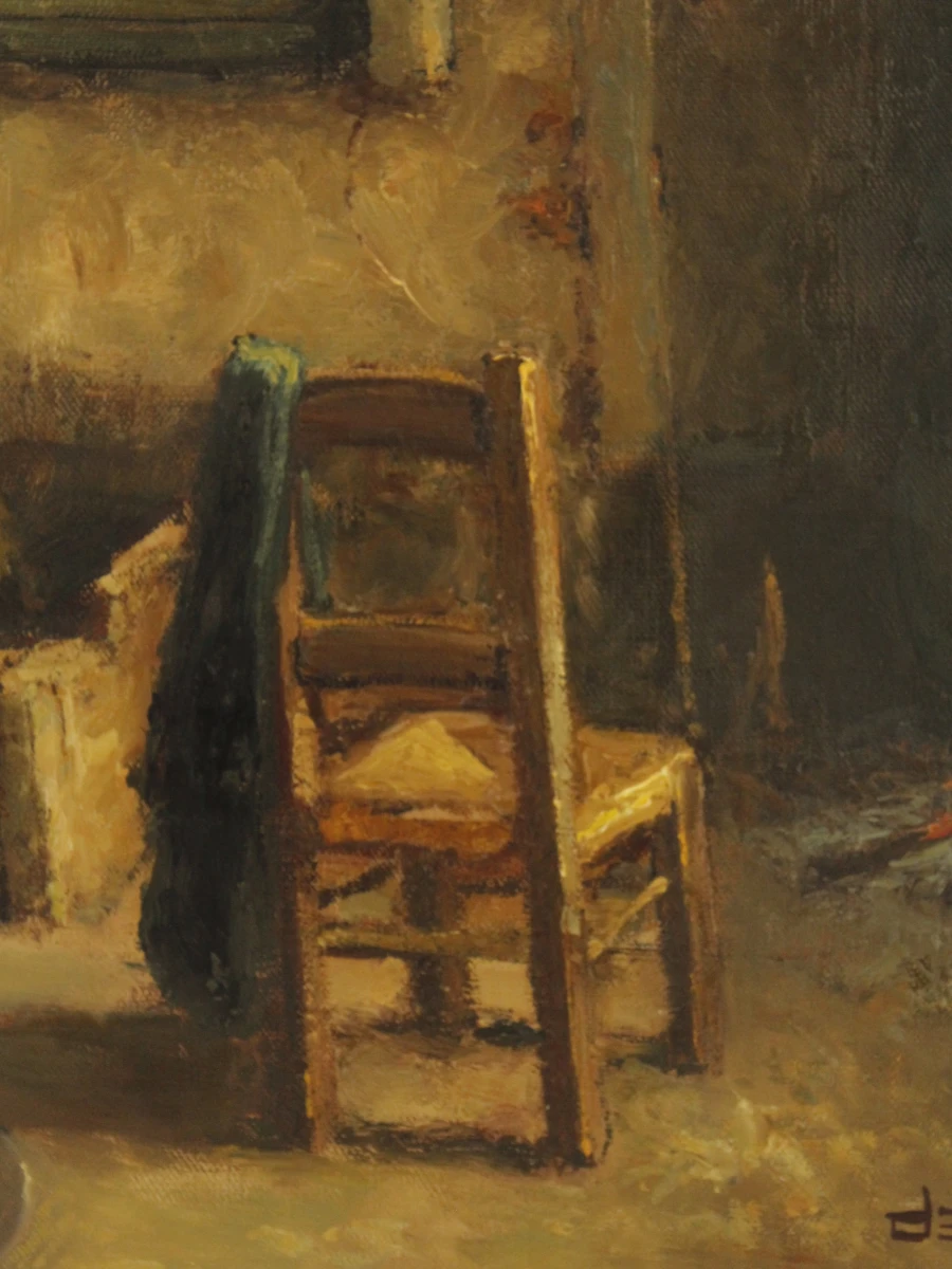 Albert Demoen (1916–1992) - Rustiek interieur met open haard - foto 6