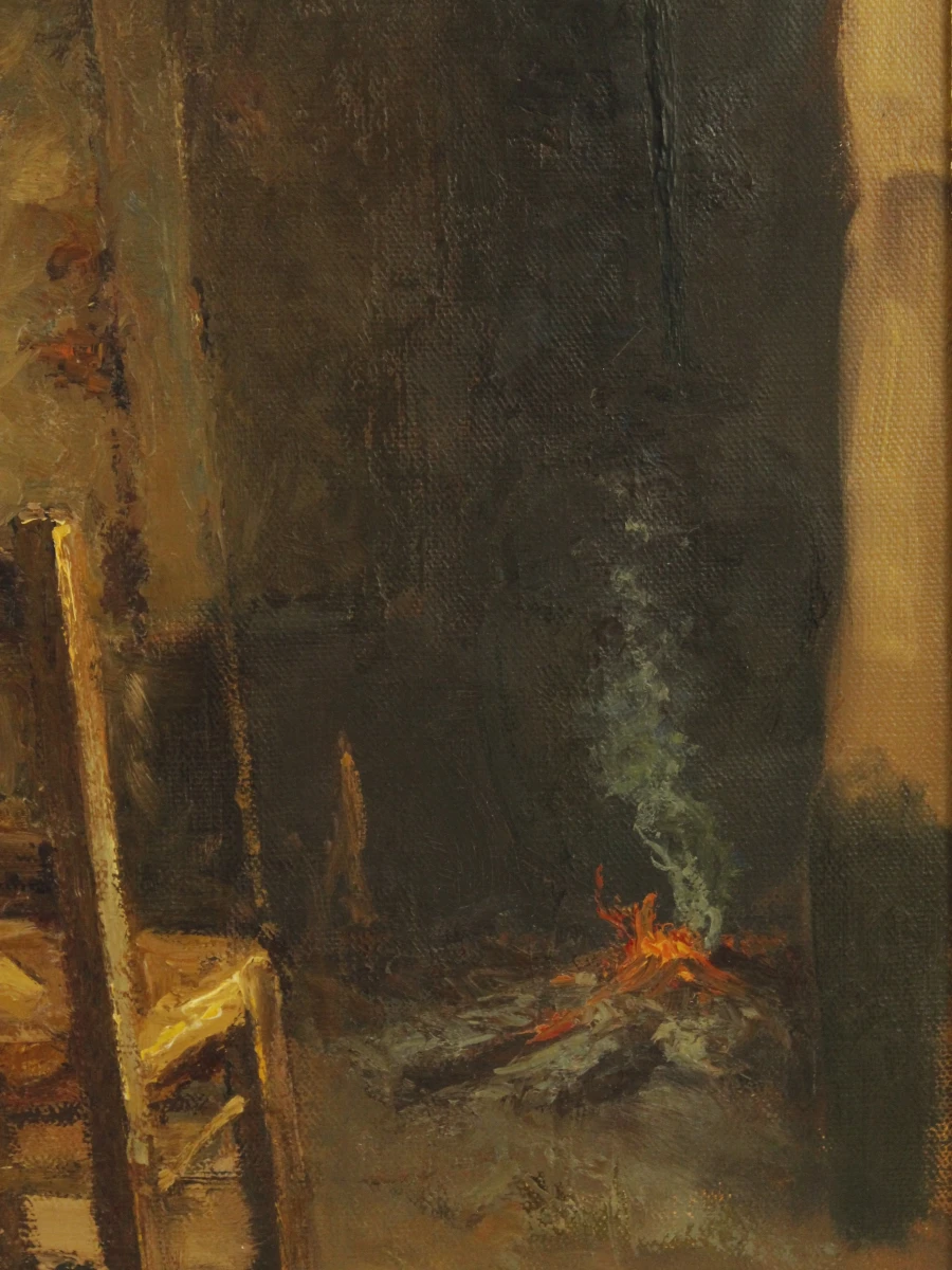 Albert Demoen (1916–1992) - Rustiek interieur met open haard - foto 7