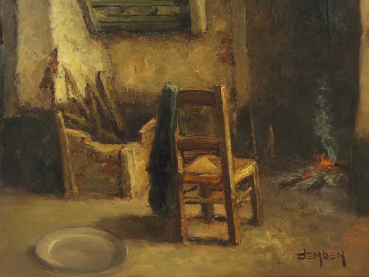 Albert Demoen (1916–1992) - Rustiek interieur met open haard - foto 9